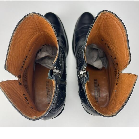 LUCCHESE Harley Ankle Boot Black Studded Womens (9 Leather Western‎ Boho Zip - Picture 6 of 13